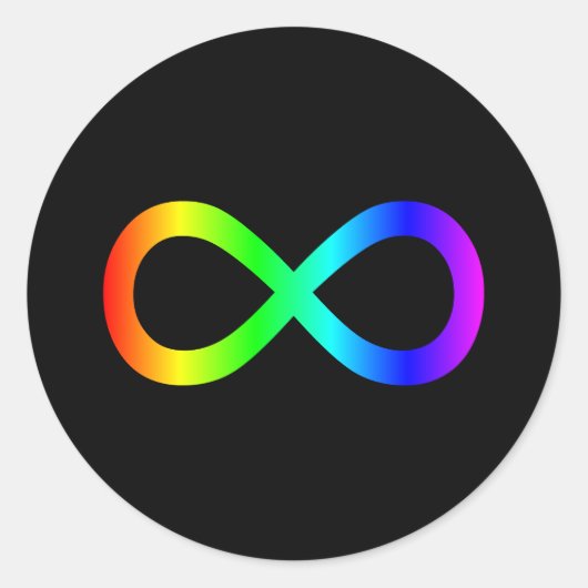 Infiniteitssymbool regenboog ronde sticker (Voorkant)