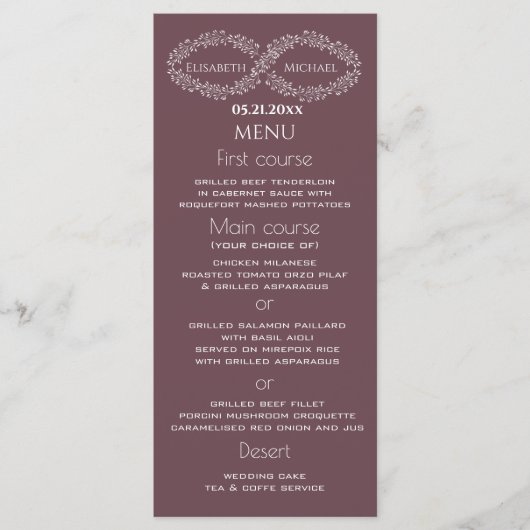 Infinity bogundy botanical romantic elegant menu (Voorkant)