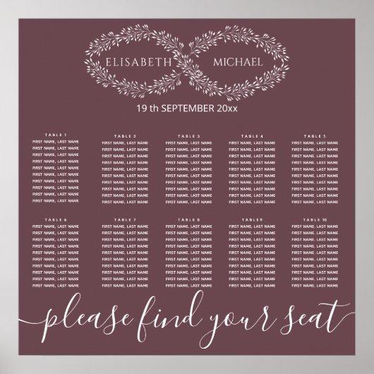 Infinity bogundy botanical romantic elegant poster (Voorkant)