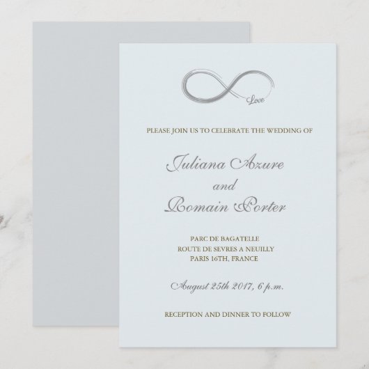 Infinity bord babyblauwe grijze minimalistische br kaart (Voorkant / Achterkant)