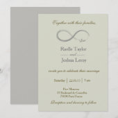 Infinity bord khaki green grijs bruiloft uitnodigi kaart (Voorkant / Achterkant)