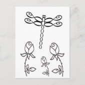 Infinity Dragonfly with Roses Black and White Briefkaart (Voorkant)