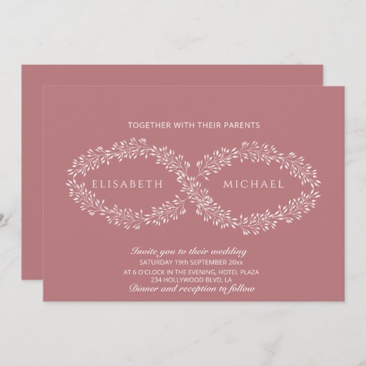 Infinity dusty roos botanische romantische elegant kaart (Voorkant / Achterkant)