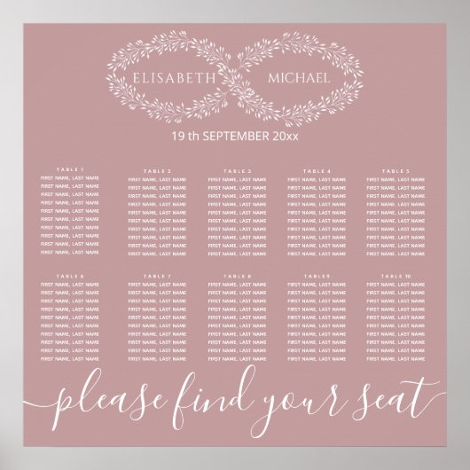 Infinity dusty roos botanische romantische elegant poster (Voorkant)