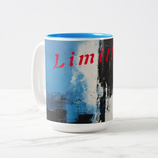 "Infinity Fusion: tweekleurige Mok met Abstract bl (Voorkant links)