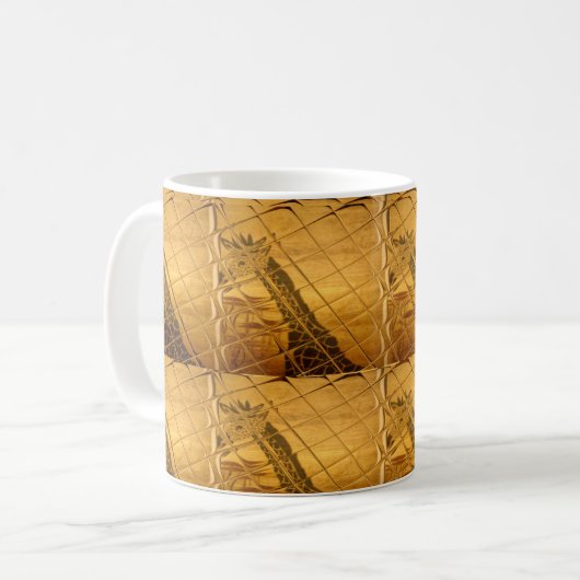 Infinity Golden Giraffe Animal Motif Art Print Koffiemok (Voorkant links)