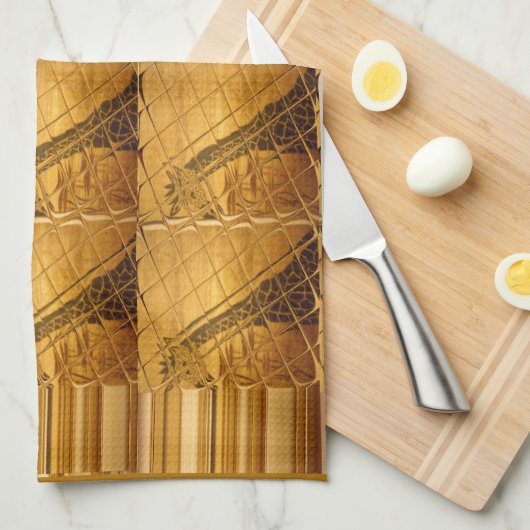 Infinity Golden Giraffe Animal Motif Art Print Theedoek (Quarter Fold)