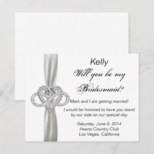 Infinity Heart Bridesmaid Kaart (Voorkant / Achterkant)