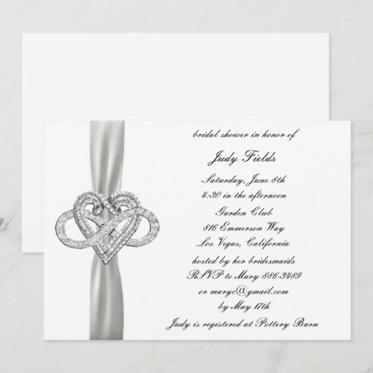 Infinity Heart Bruids Douche Uitnodiging (Voorkant / Achterkant)