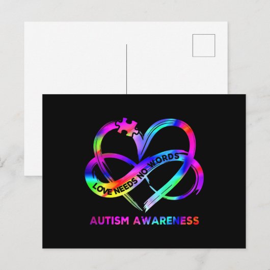 Infinity Heart Love Autism Awareness Needs No Word Briefkaart (Voorkant / Achterkant)