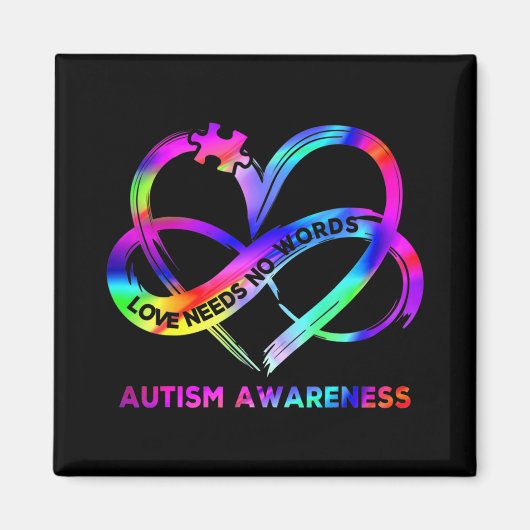 Infinity Heart Love Autism Awareness Neemt No Word Magneet (Voorkant)