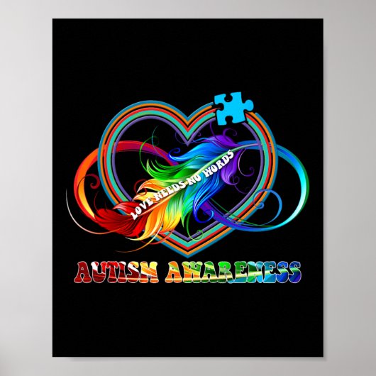 Infinity Heart Love Autism Awareness Neemt No Word Poster (Voorkant)