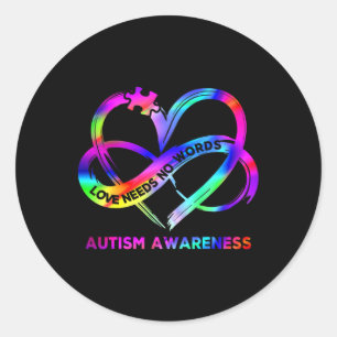 Infinity Heart Love Autism Awareness Neemt No Word Ronde Sticker