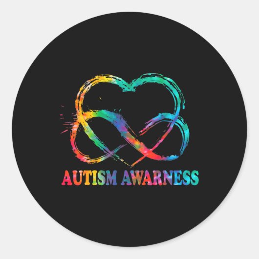 Infinity Heart Love Autism Awareness Neemt No Word Ronde Sticker (Voorkant)
