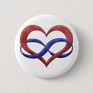 Infinity Heart Symbol Polyamory Pride Flag Colors Ronde Button 5,7 Cm