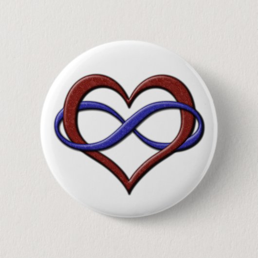 Infinity Heart Symbol Polyamory Pride Flag Colors Ronde Button 5,7 Cm (Voorkant)