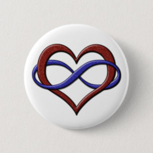 Infinity Heart Symbol Polyamory Pride Flag Colors Ronde Button 5,7 Cm