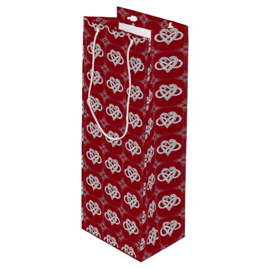 Infinity Heart Wine Gift Bag Wijn Cadeautas (Voorkant Gekanteld)