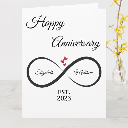 Infinity jubileumkaart | Naam & Jaar Kaart (Gele Bloem)