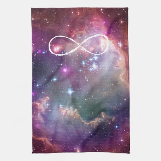 Infinity loop en galaxy space hipster background theedoek (Verticaal)