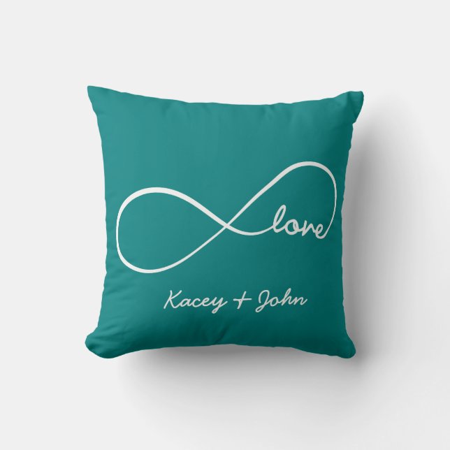 Infinity Love - Blauwgroen blauw Kussen (Voorkant)
