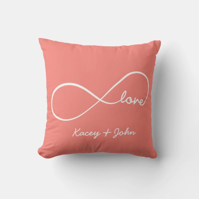 Infinity Love - Coral Pink Kussen (Voorkant)