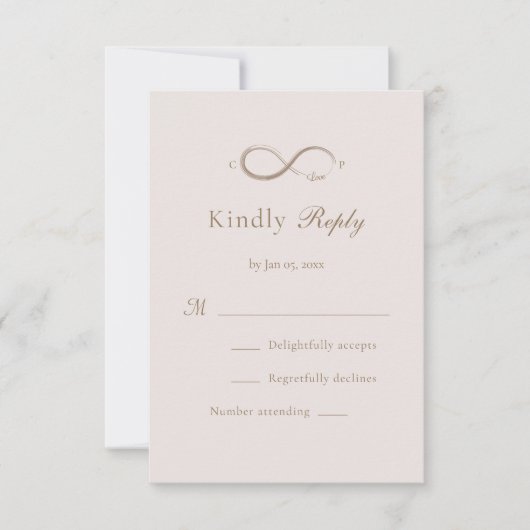Infinity Love Custom Initialen Pink Wedding RSVP Kaart (Voorkant)