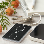 Infinity Love Lemniscate white + jouw ruggengraat. Sleutelhanger (Voorkant Rechts)
