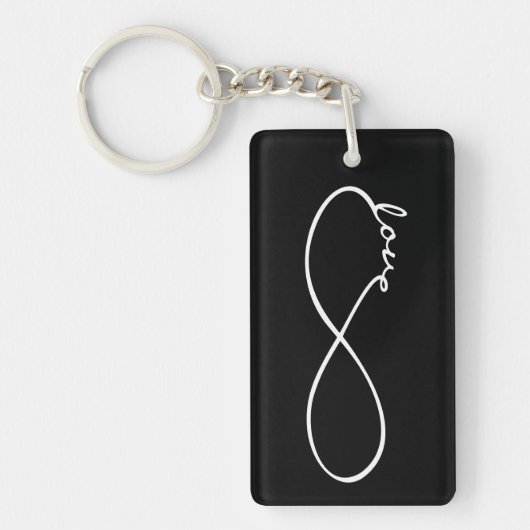 Infinity Love Lemniscate white + jouw ruggengraat. Sleutelhanger (Voorkant)