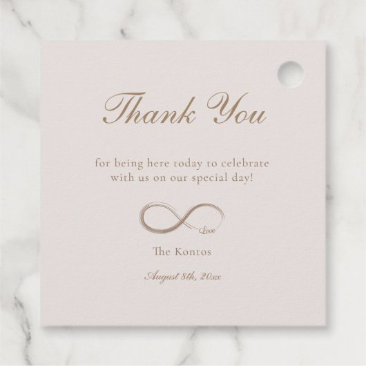Infinity Love Licht Roze Dank je bruiloft Bedankjes Labels (Achterkant)