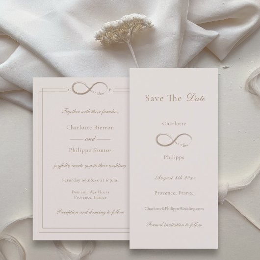 Infinity Love Light Pink Save the Date Wedding