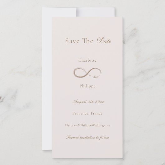 Infinity Love Light Pink Save the Date Wedding (Voorkant)