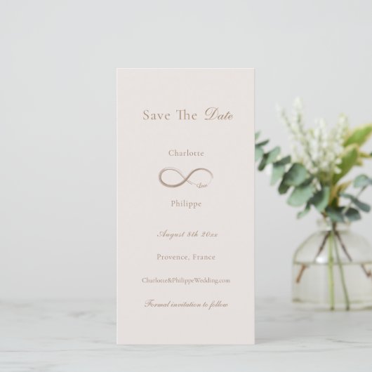 Infinity Love Light Pink Save the Date Wedding (Staand voorkant)