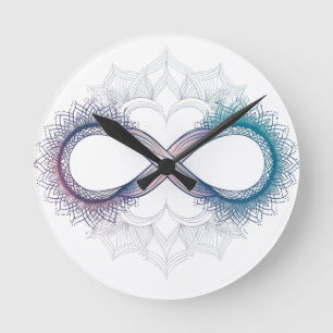 Infinity Love Mandala Muurklok – Tijdloze kunst vo Ronde Klok