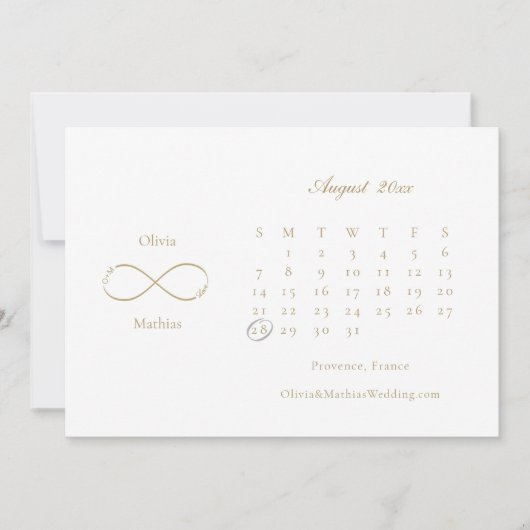 Infinity Love Monogram Calendar White Blush Save The Date (Voorkant)