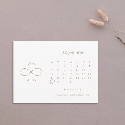 Infinity Love Monogram Calendar White Blush Save The Date