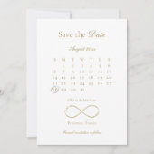 Infinity Love Monogram Calendar White Wedding Save The Date (Voorkant)