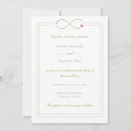 Infinity Love Monogram Double Happiness Wedding We Kaart (Voorkant)