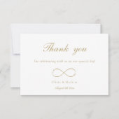 Infinity Love Monogram Elegant Goud Wit Bruiloft Bedankkaart (Voorkant)