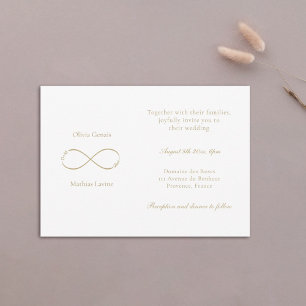 Infinity Love Monogram Elegant White Blush Wedding Kaart