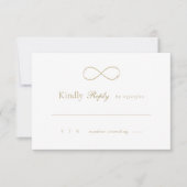 Infinity Love Monogram Elegant White Blush Wedding RSVP Kaartje (Voorkant)
