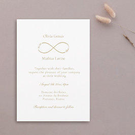 Infinity Love Monogram Elegant White Wedding Kaart