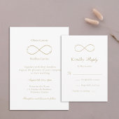 Infinity Love Monogram Elegant White Wedding RSVP Kaartje