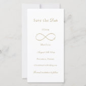 Infinity Love Monogram Elegant White Wedding Save The Date (Voorkant)