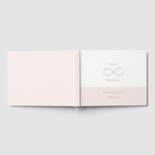 Infinity Love Monogram White Blush Elegant Wedding Gastenboek (Volledig)
