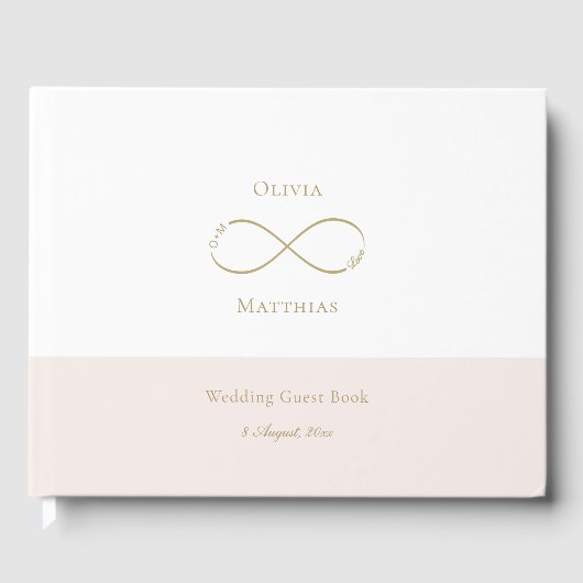Infinity Love Monogram White Blush Elegant Wedding Gastenboek (Voorkant)