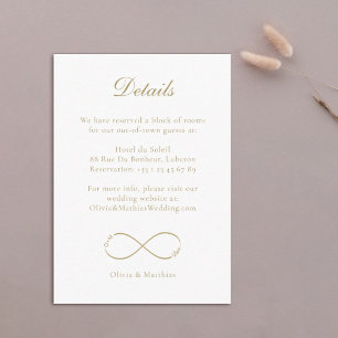 Infinity Love Monogram White Wedding Hotel Detail Informatiekaartje