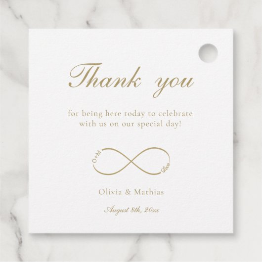 Infinity Love Monogram Wit Dank je bruiloft Bedankjes Labels (Achterkant)
