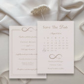 Infinity Love Pink Calendar Save the Date Wedding Kaart