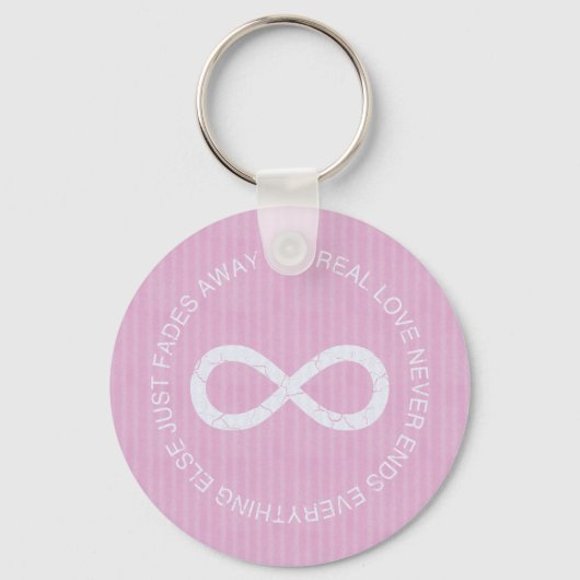 Infinity Love Pink Stripe Sleutelhanger (Voorkant)